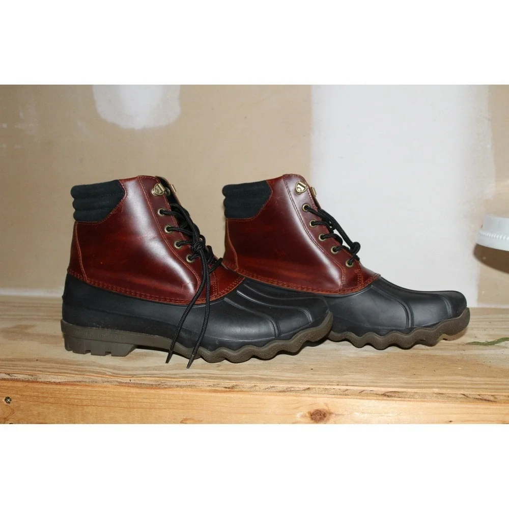 Sperry Top-Sider Avenue Duck Boots Mens 10.5 Brown‎ Black Leather STS10548